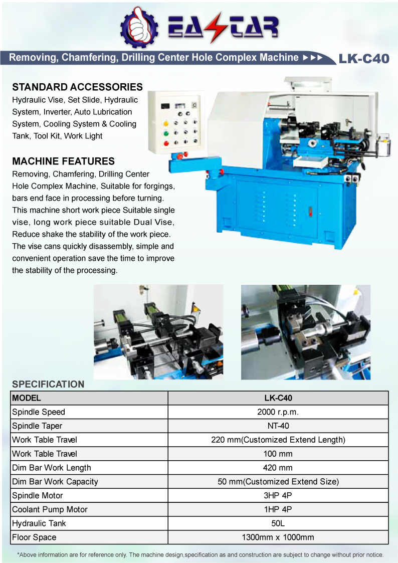 METAL CUTTING MACHINE TOOLS >SPECIAL PURPOSE M/C> 10Facing_chamfer_center drill M/C>LKC40