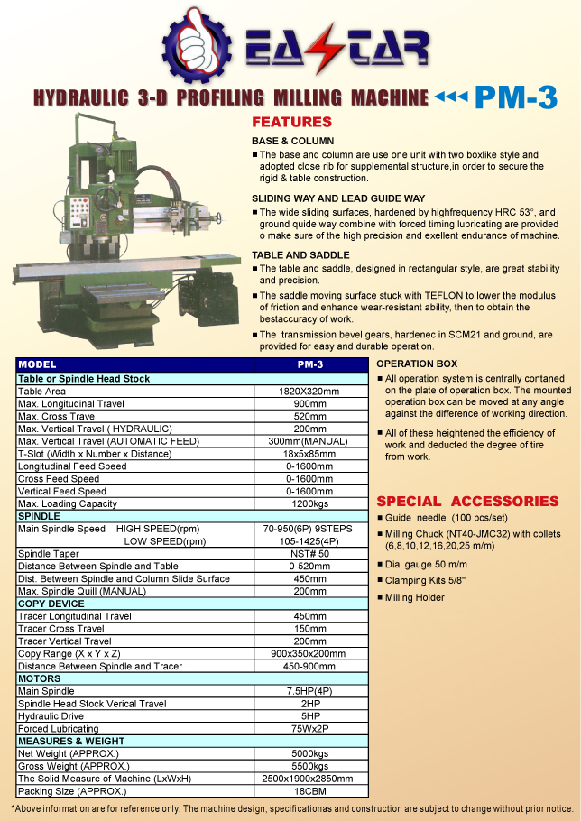 METAL CUTTING MACHINE TOOLS >MILLING MACHINE > 6Hydraulic Copy Mill>PM3