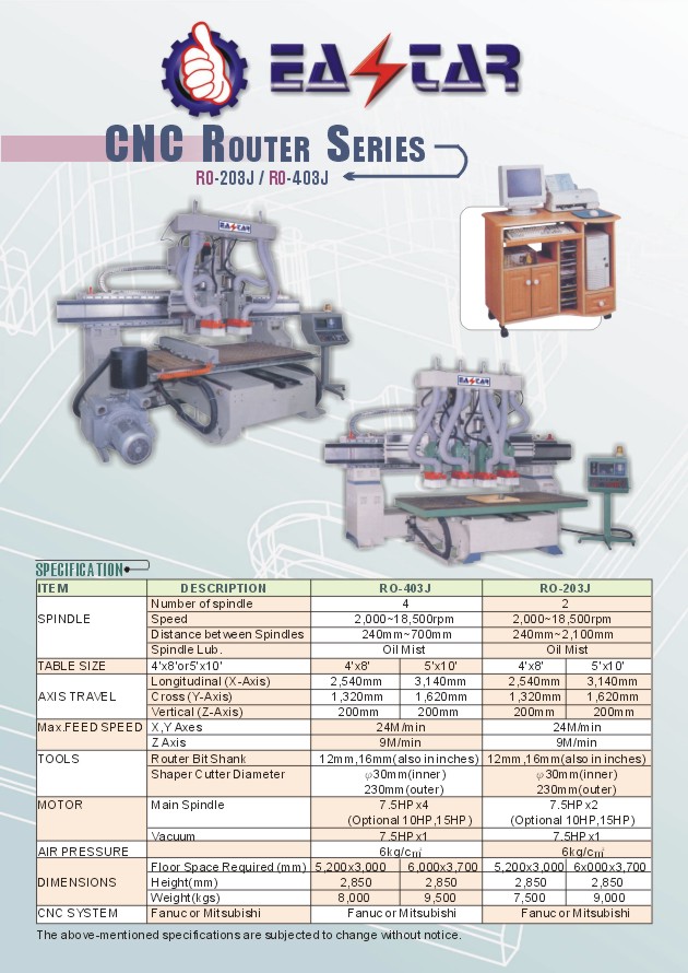 WOOD WORKING MACHINERY>ROUTERS / SHAPER> 2CNC Router >RO203J