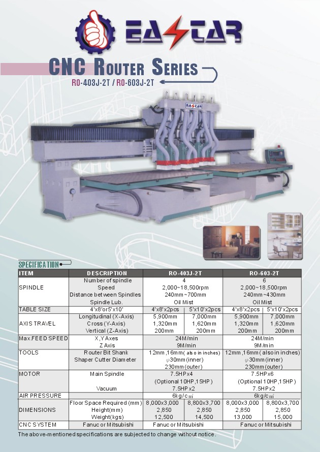 WOOD WORKING MACHINERY>ROUTERS / SHAPER> 2-CNC Router >RO-603J-2T