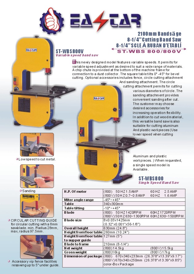 WOOD WORKING MACHINERY>SAWING MACHINE> 4Band Saw>STWBS800V