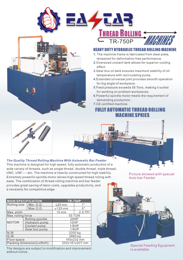 METAL CUTTING MACHINE TOOLS >THREADING ROLLING M/C>>TR750P